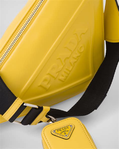 yellow prada triangle bag|Prada adjustable shoulder.